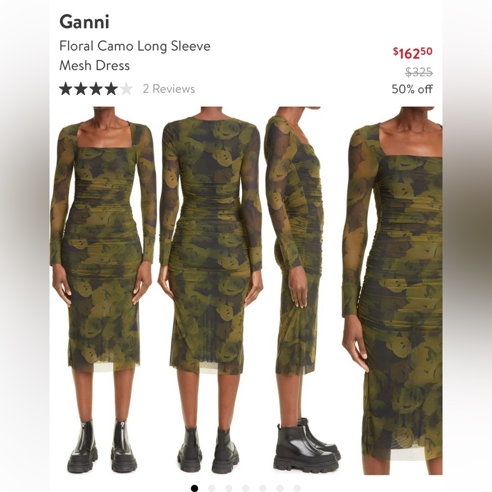 ISO Ganni Floral camo long sleeve mesh dress